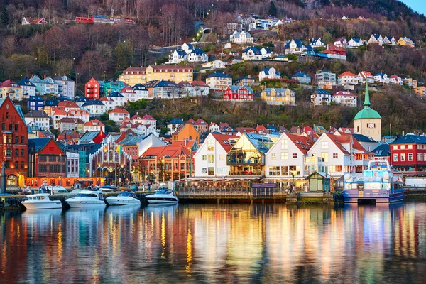 Bergen Havn Sunset Norway — 스톡 사진