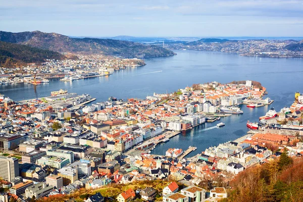 Aerial View Bergen Harbour Norway — Stock Photo, Image