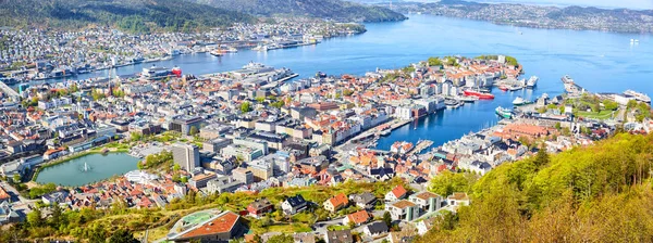 Norveç Bergen Şehrinin Panoramik Hava Manzarası — Stok fotoğraf