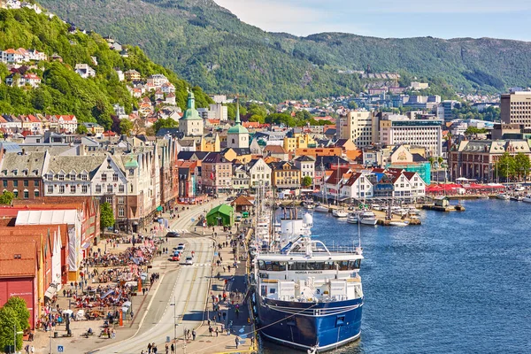 Bergen Norway June 2022 Hanseatic Bryggen Wharf Old Traditional Buildings — Stock Photo, Image