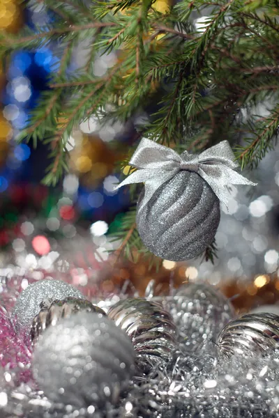Branch of a fir-tree and New Year's balls — Stock Photo, Image