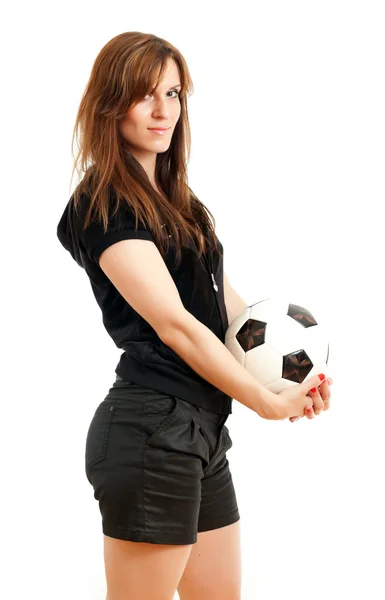Menina segurando uma bola — Fotografia de Stock