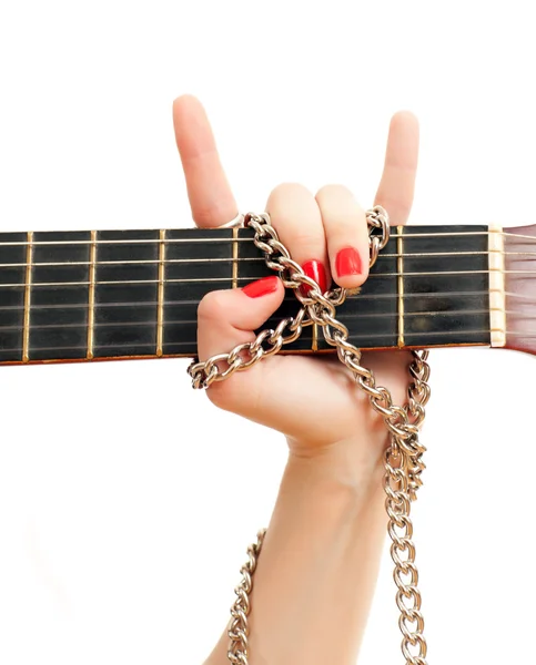 Mão e guitarra — Fotografia de Stock