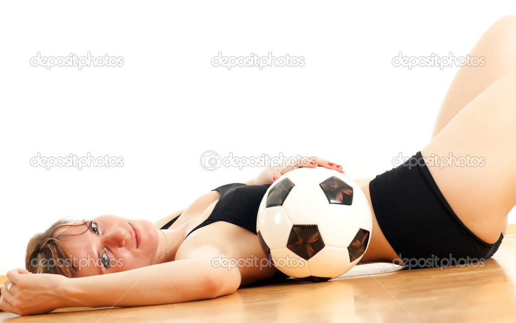 young woman and a soccer ball