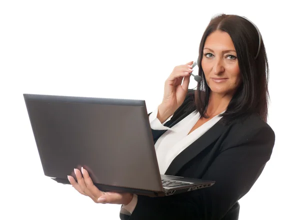 Mulher em fones de ouvido — Fotografia de Stock