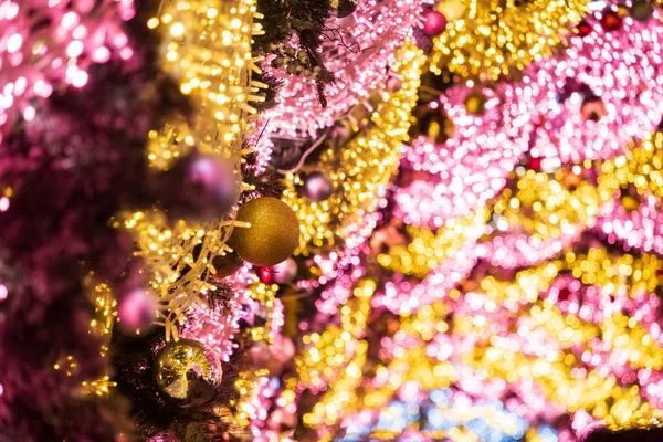 Christmas Ball Beautiful Background Glowing Garlands — стоковое фото