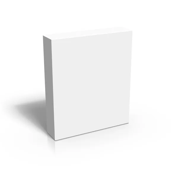 Caja 3D en blanco sobre fondo blanco — Foto de Stock