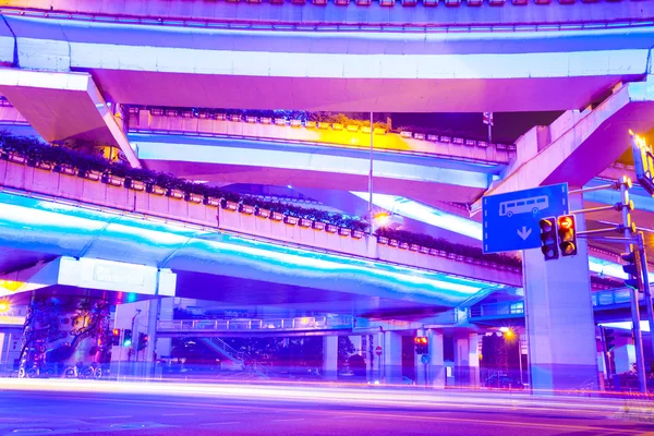 Junction with light in shanghai — Stock Photo, Image