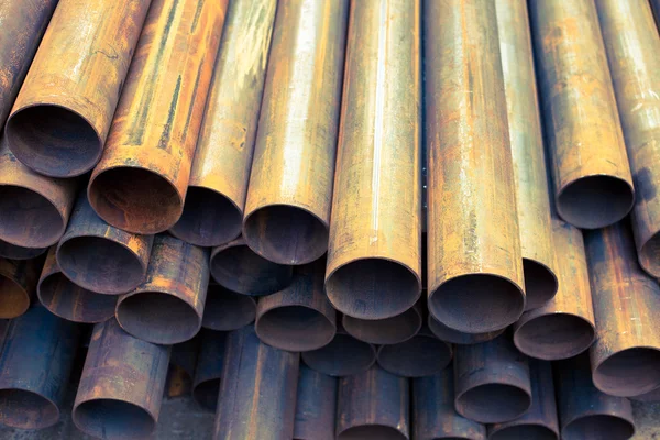 Industriella järn rör och stålrör som tillverkar tyg — Stockfoto