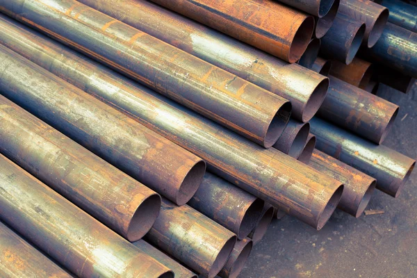 Industrial iron pipes and steel tubes manufacturing fabric — Stock Photo, Image