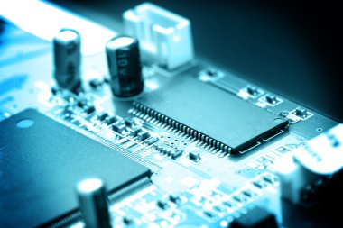 elektronik devre yakın çekim. Makroyu arka planda