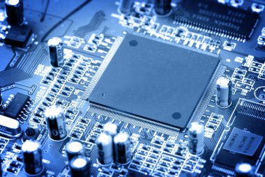 elektronik devre yakın çekim. Makroyu arka planda