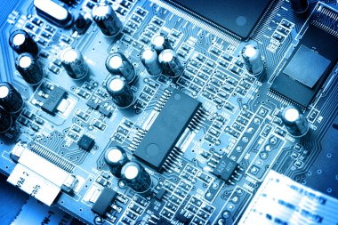 elektronik devre yakın çekim. Makroyu arka planda