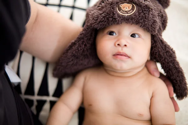 Cute baby lie on bed — Stock Photo, Image