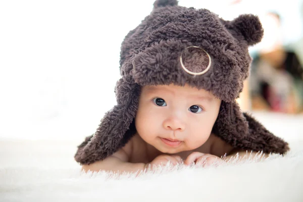 Cute baby lie on bed — Stock Photo, Image