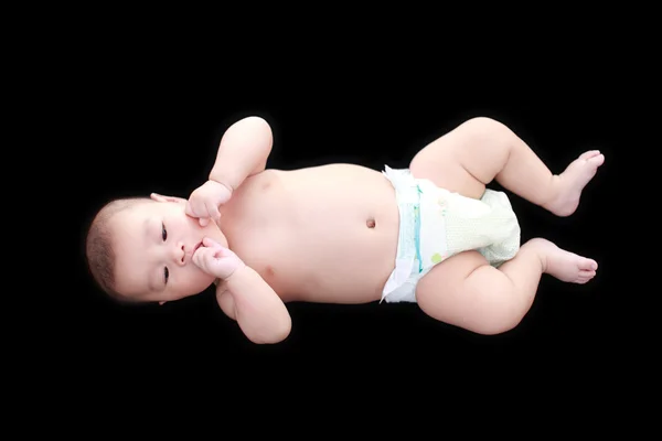 ब्लॅक पार्श्वभूमी सुंदर एशियन बाळ — स्टॉक फोटो, इमेज