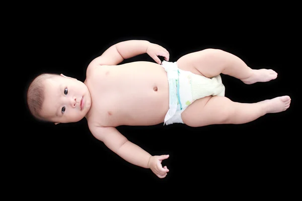 Mignon asiatique bébé avec noir fond — Photo