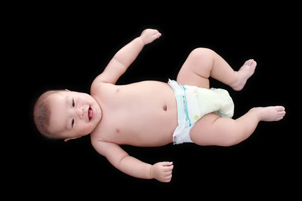 Bonito ásia bebê com preto fundo — Fotografia de Stock