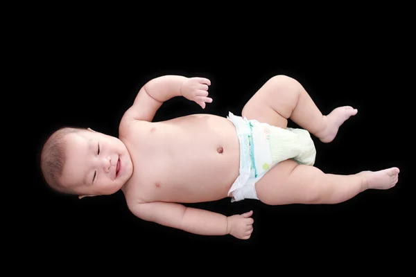 검은 배경의 귀여운 아시아인 아기 — 스톡 사진