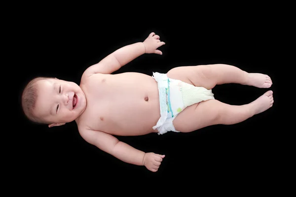 Cute asian baby with black background — Stock Photo, Image