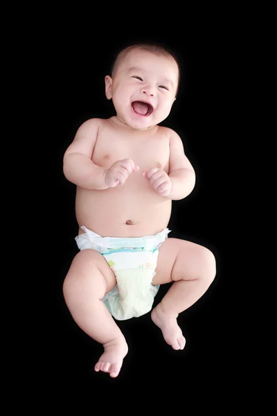 Leuke aziatische baby met zwarte achtergrond — Stockfoto