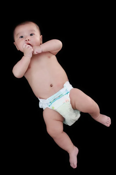 Cute asian baby with black background — Stock Photo, Image