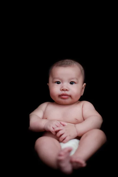 Cute asian baby with black background — Stock Photo, Image