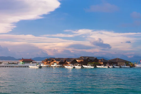 Over water bungalow with bule sky — Stock Photo, Image