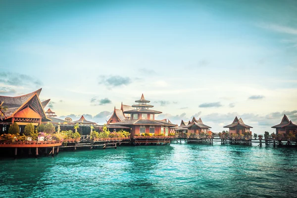 Over water bungalow with bule sky — Stock Photo, Image