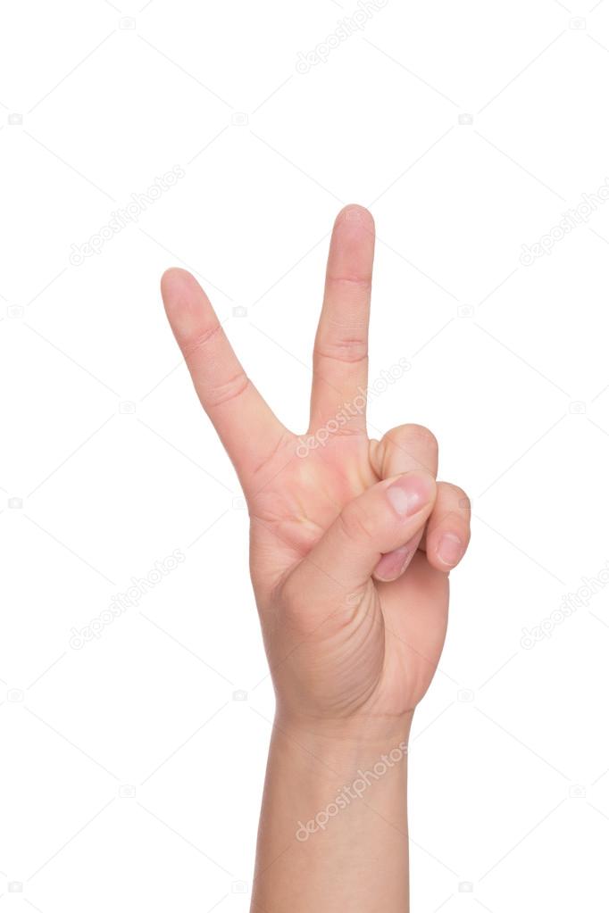 Hand showing two fingers