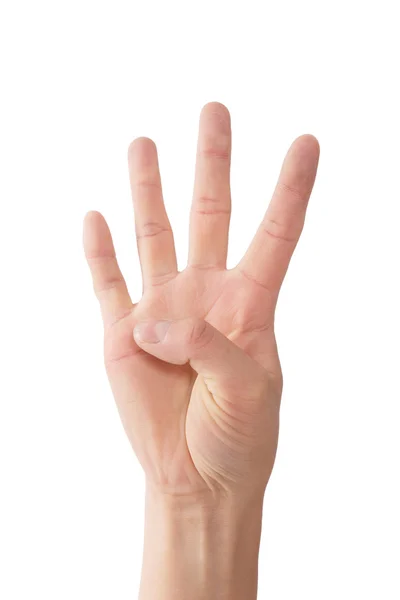 Hand showing four fingers — Stock Photo, Image