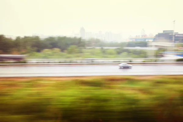 Bekijken via venster van de trein — Stockfoto