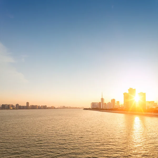 Cityscape with sunset — Stock Photo, Image