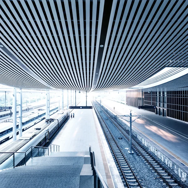 Stazione ferroviaria con tramonto — Foto Stock