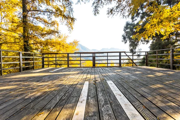 Landschap met houten plank — Stockfoto