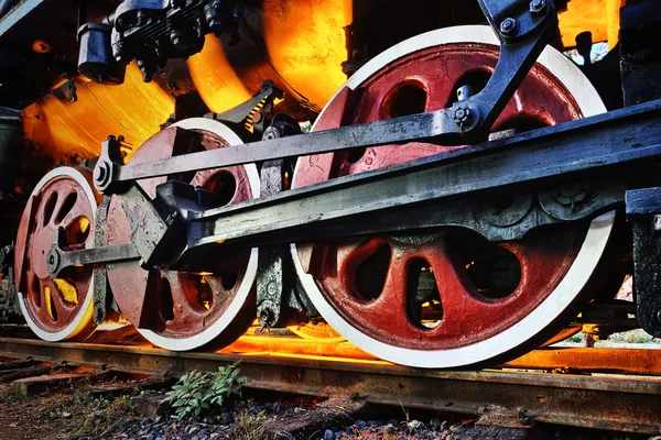 Parní lokomotiva kolečka close-up — Stock fotografie