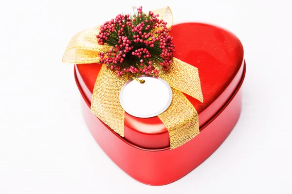 Heart shaped box on a white background — Stock Photo, Image