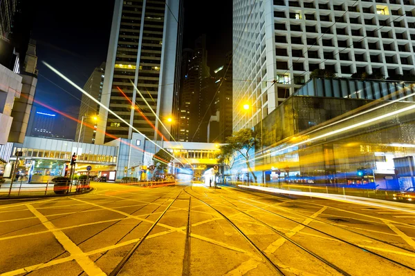 Ight trails on the street in Hong kong — Stock Photo, Image