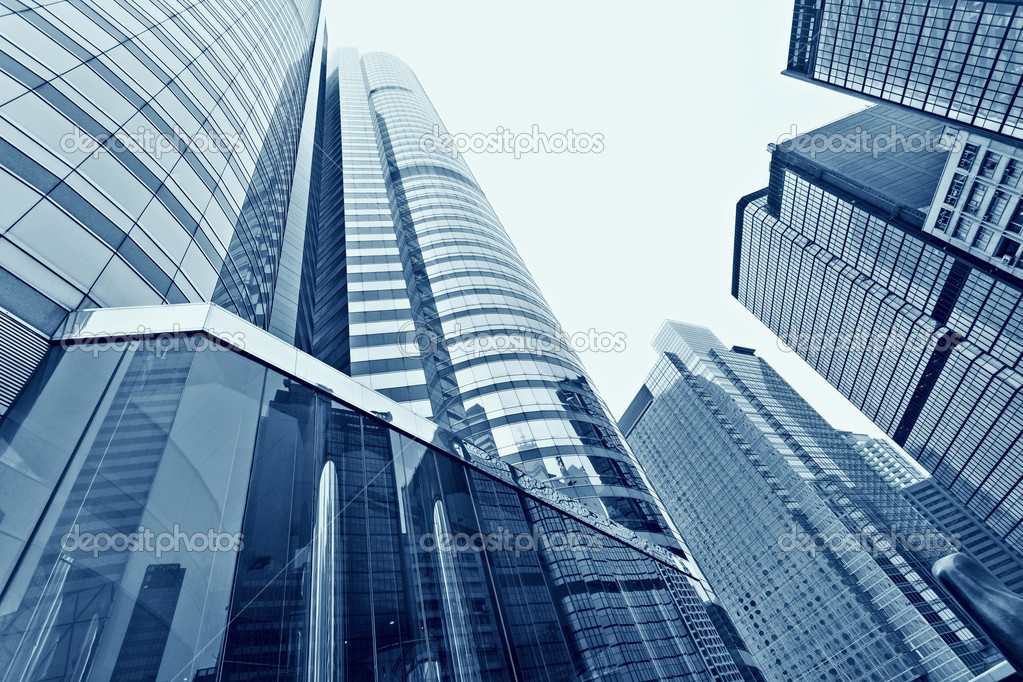 Modern glass silhouettes of skyscrapers in the city