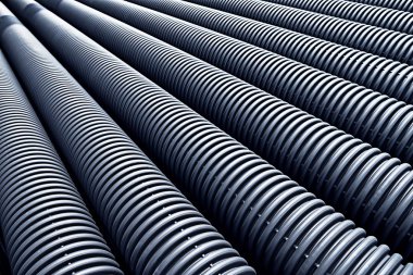 Black plastic pipes with diminishing perspective clipart