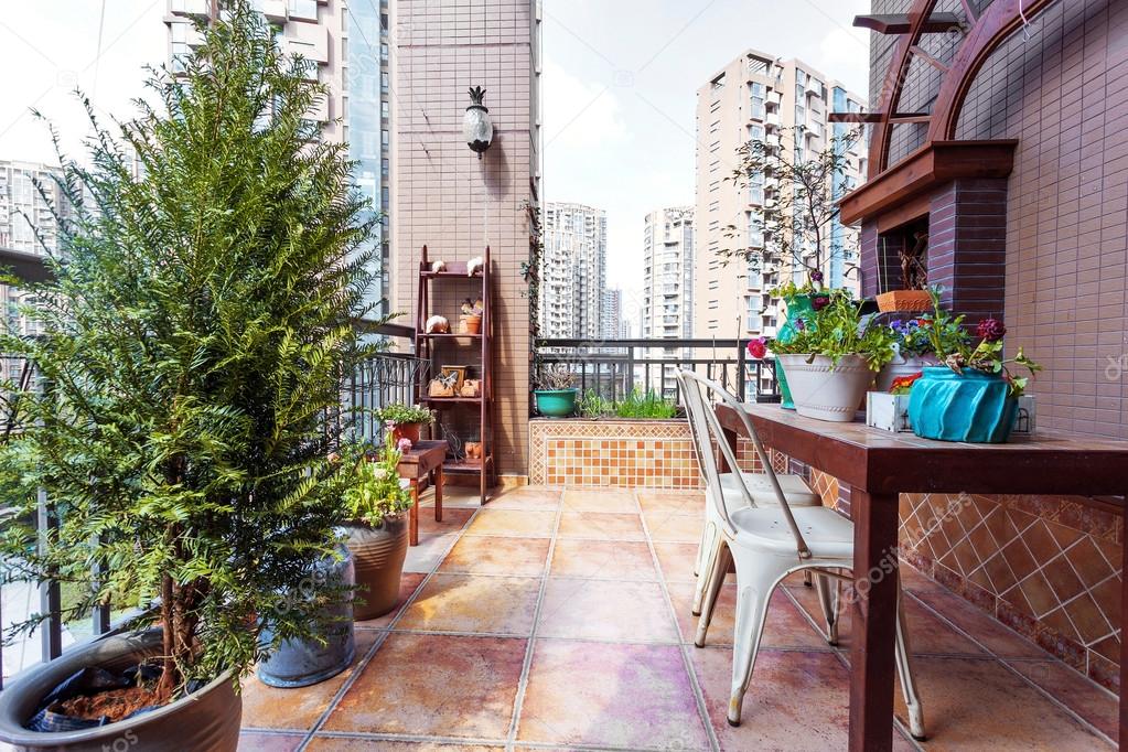 stylish balcony with plants 