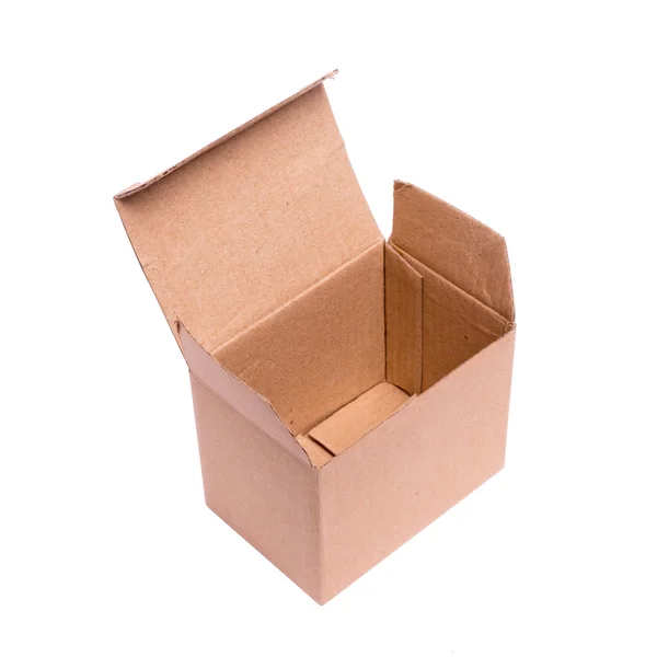 Opened cardboard box on a white background — Stock Photo, Image