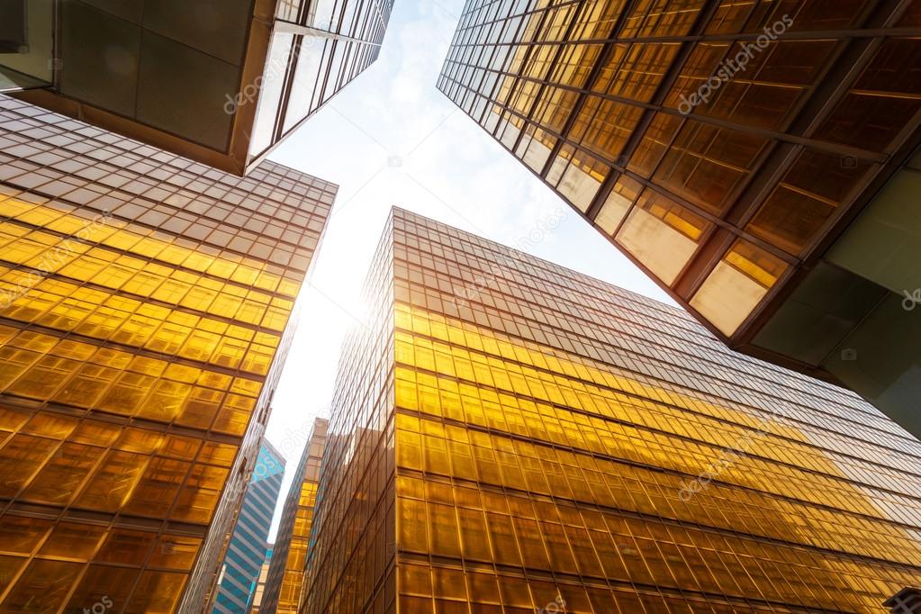 Modern glass silhouettes of skyscrapers in the city 