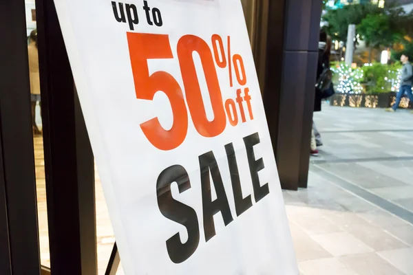 Sale signs in shop discount — Stock Photo, Image