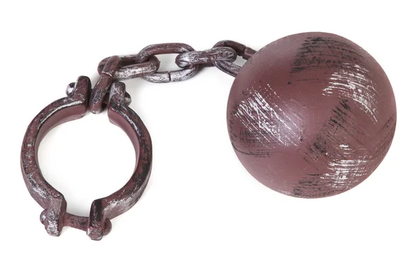 Ball and chain over white — Stock Photo, Image