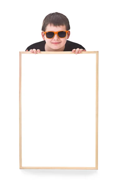 Boy and hollow frame — Stock Photo, Image