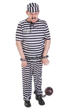 very sad prisoner with ball and chain clipart