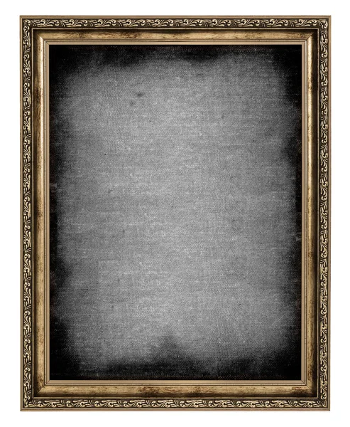 Golden frame with empty canvas — Stock Photo, Image