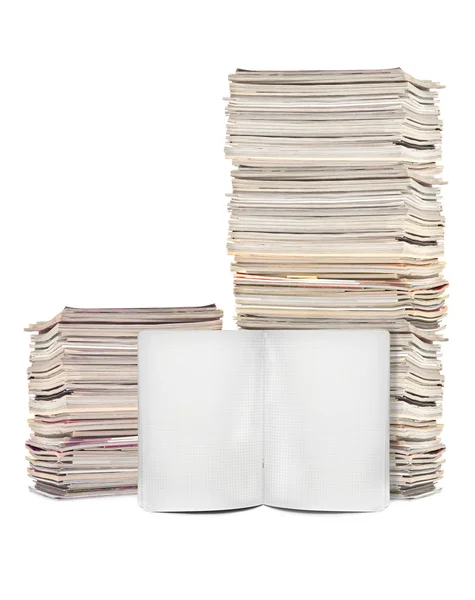 Lots of magazines and exercise book — Stock Photo, Image