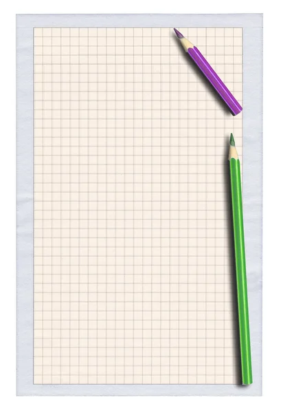 Piece of squared paper and twwo pencils — Stock Photo, Image